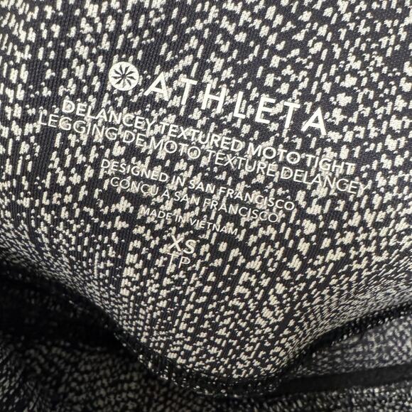 Athleta Leggings Womens XS Delancey Textured Moto Black White Ankle Zip - Picture 5 of 11